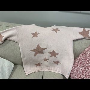 Loft pink star print slouchy sweater